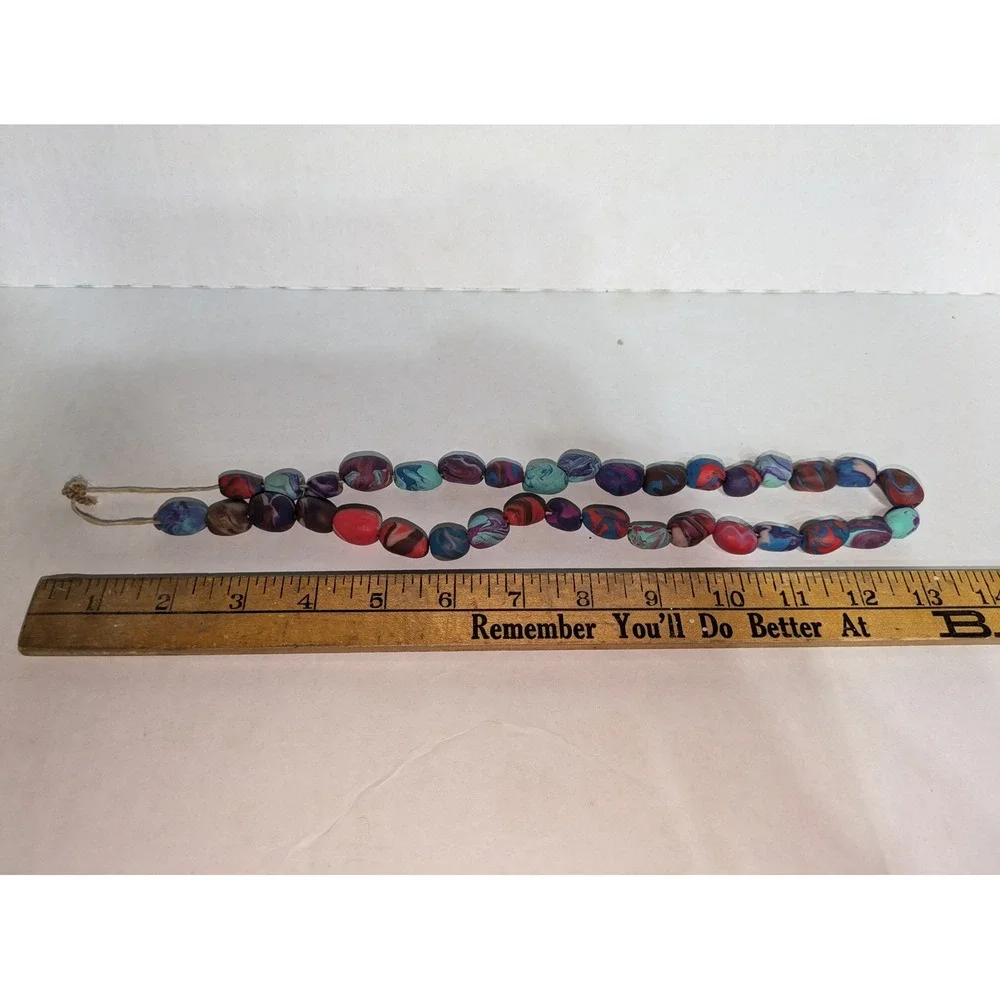 Handmade Colorful Polymer Clay Bead‎ Necklace Unique Fashion Statement Jewelry
